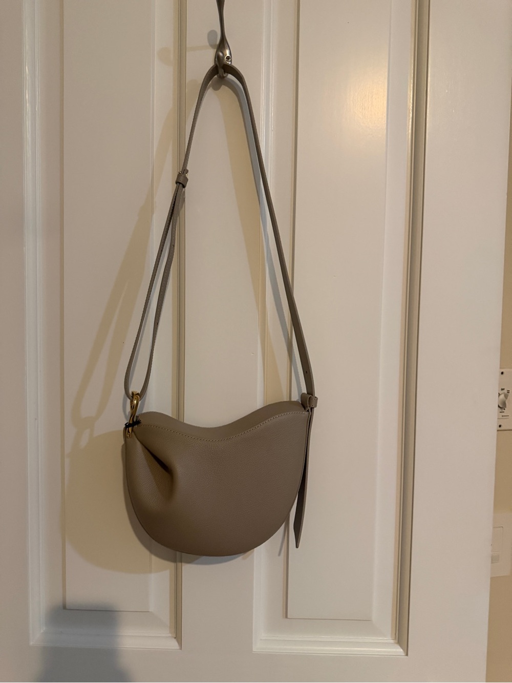 Polene Pebbled Taupe Shoulder Crossbody